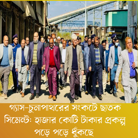 গ্যাস-চুনাপাথরের সংকটে ছাতক সিমেন্ট: হাজার কোটি টাকার প্রকল্প পড়ে পড়ে ধুঁকছে