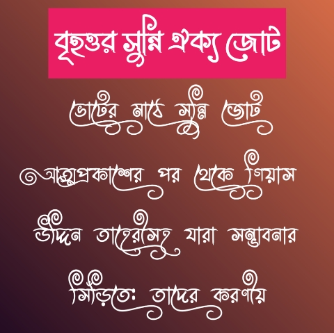 ভোটের মাঠে সুন্নি জোট আত্মপ্রকাশের পর থেকে তাহেরীসহ যারা সম্ভাবনার সিঁড়িতে:তাদের করণীয়
